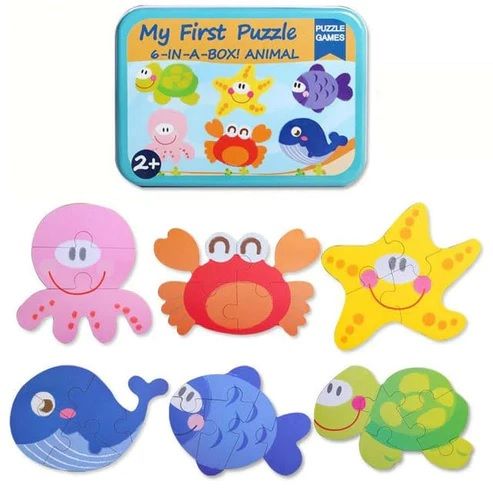 PUZZLES MULTIPLES 6 EN 1 CON CAJA METALICA: MUNDO SUBMARINO BP