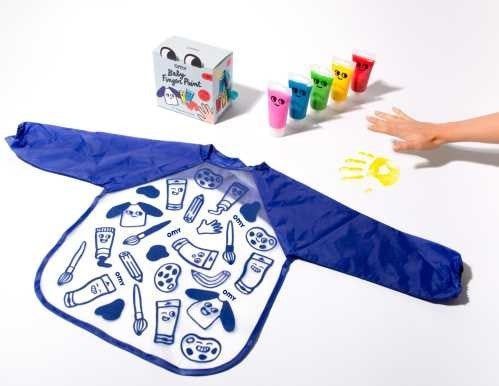PINTURA DEDOS KIT 5 COLORES MAS BABERO OMY - Imagen 3