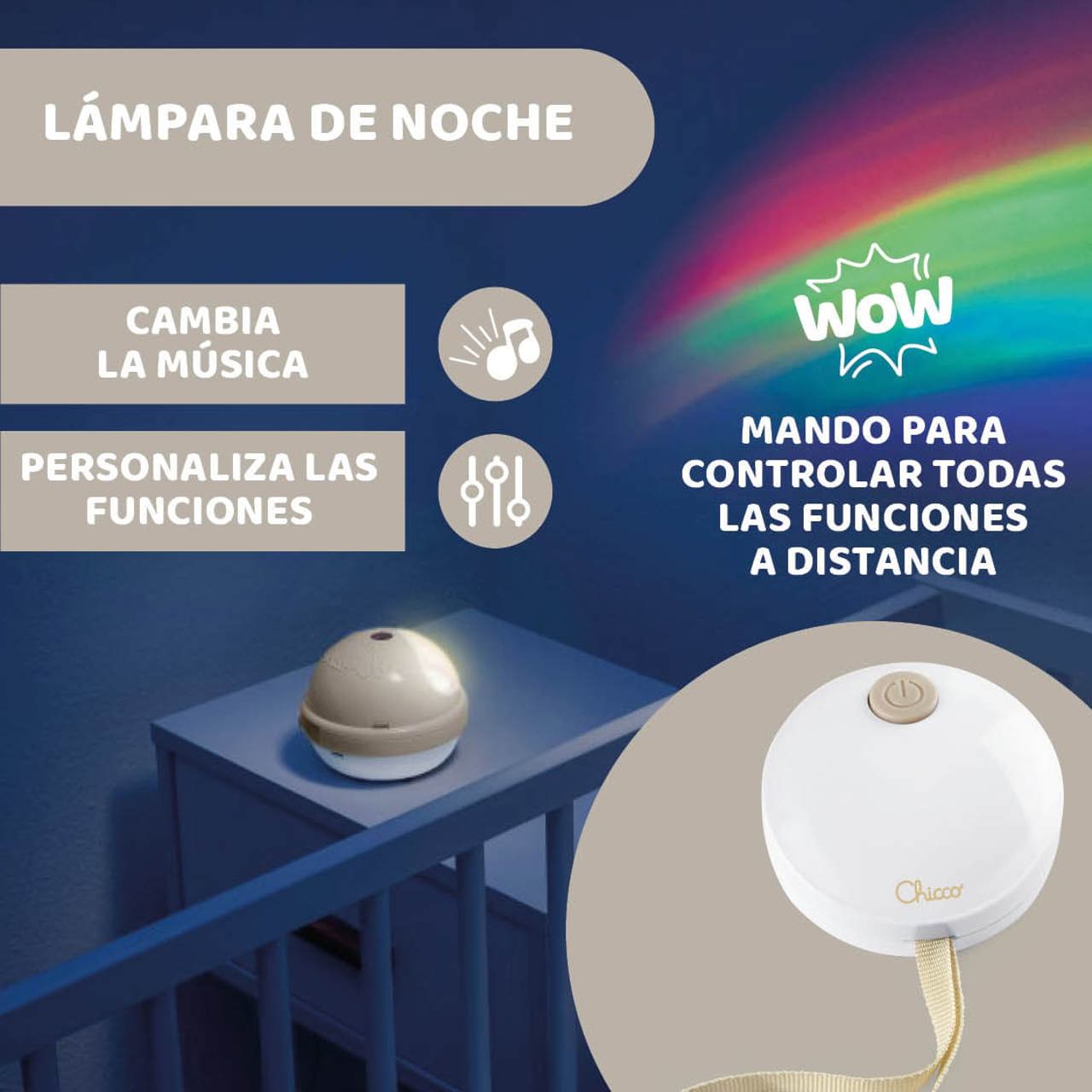 MOVIL CUNA CON PROYECTOR ARCOIRIS CHICCO - Imagen 5