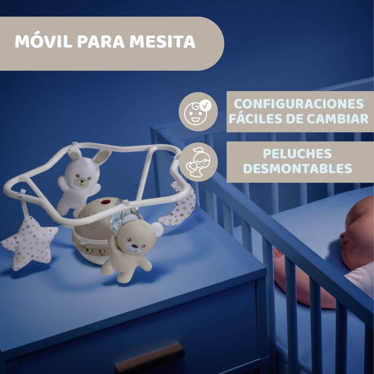 MOVIL CUNA CON PROYECTOR ARCOIRIS CHICCO - Imagen 6